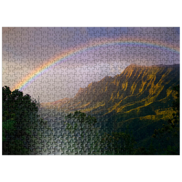 puzzleplate Rainbow over Na Pali Coast, Kauai Island, Hawaii, USA 500 Jigsaw Puzzle