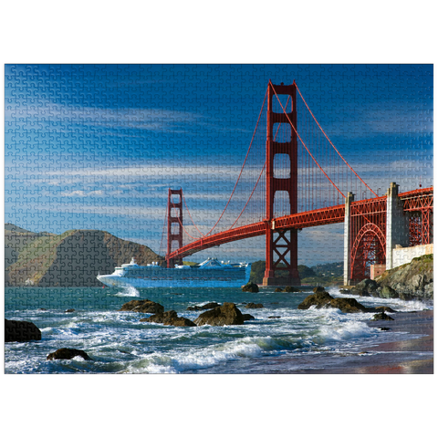 puzzleplate San Francisco Bay with cruise ship and Golden Gate Bridge, San Francisco, California, USA 1000 Jigsaw Puzzle