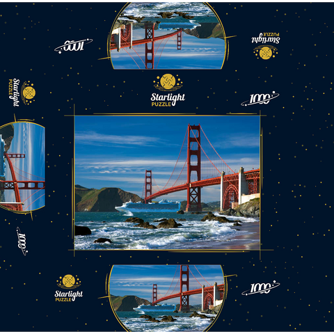 San Francisco Bay with cruise ship and Golden Gate Bridge, San Francisco, California, USA 1000 Jigsaw Puzzle box 3D Modell
