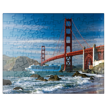 puzzleplate San Francisco Bay with cruise ship and Golden Gate Bridge, San Francisco, California, USA 100 Jigsaw Puzzle