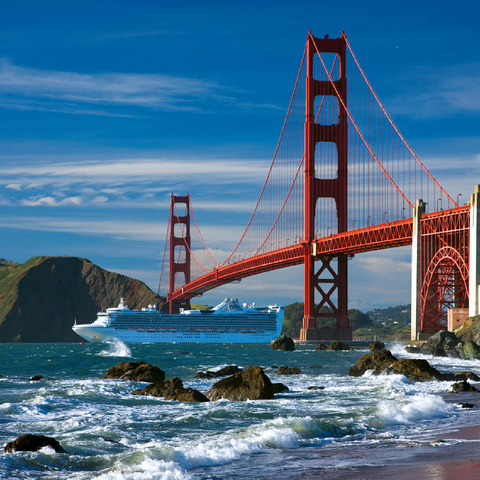 San Francisco Bay with cruise ship and Golden Gate Bridge, San Francisco, California, USA 100 Jigsaw Puzzle 3D Modell