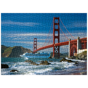 puzzleplate San Francisco Bay with cruise ship and Golden Gate Bridge, San Francisco, California, USA 500 Jigsaw Puzzle