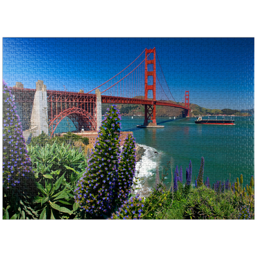 puzzleplate San Francisco Bay with Golden Gate Bridge and Fort Point National Historic Site, San Francisco, California, USA 1000 Jigsaw Puzzle