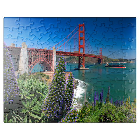 puzzleplate San Francisco Bay with Golden Gate Bridge and Fort Point National Historic Site, San Francisco, California, USA 100 Jigsaw Puzzle