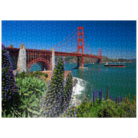 puzzleplate San Francisco Bay with Golden Gate Bridge and Fort Point National Historic Site, San Francisco, California, USA 500 Jigsaw Puzzle