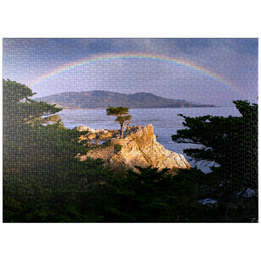 puzzleplate Rainbow over Monterey cypress (Lone Cypress) on the Pacific coast near 1000 Jigsaw Puzzle