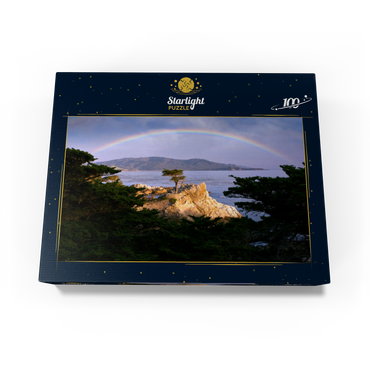 Rainbow over Monterey cypress (Lone Cypress) on the Pacific coast near 100 Jigsaw Puzzle box view1