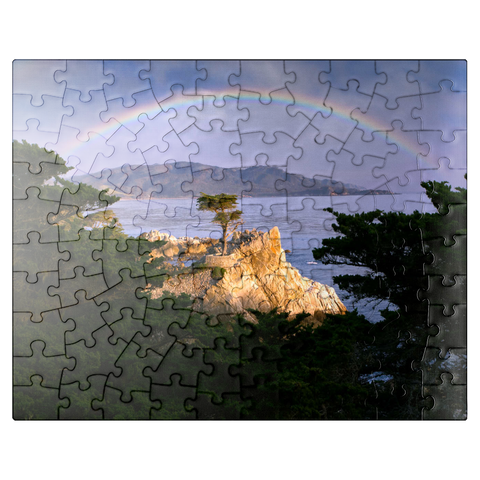 puzzleplate Rainbow over Monterey cypress (Lone Cypress) on the Pacific coast near 100 Jigsaw Puzzle