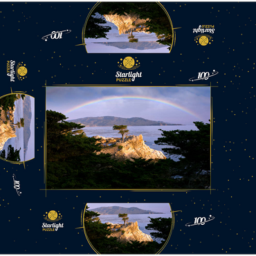 Rainbow over Monterey cypress (Lone Cypress) on the Pacific coast near 100 Jigsaw Puzzle box 3D Modell
