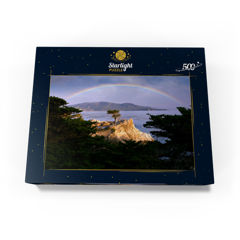 Rainbow over Monterey cypress (Lone Cypress) on the Pacific coast near 500 Jigsaw Puzzle box view1
