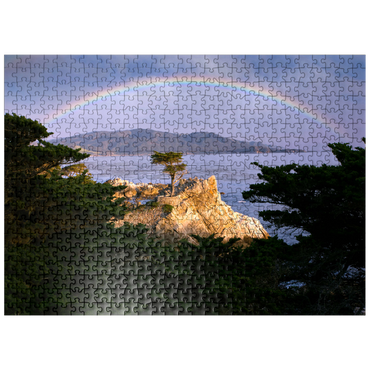 puzzleplate Rainbow over Monterey cypress (Lone Cypress) on the Pacific coast near 500 Jigsaw Puzzle