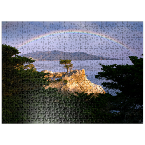 puzzleplate Rainbow over Monterey cypress (Lone Cypress) on the Pacific coast near 500 Jigsaw Puzzle