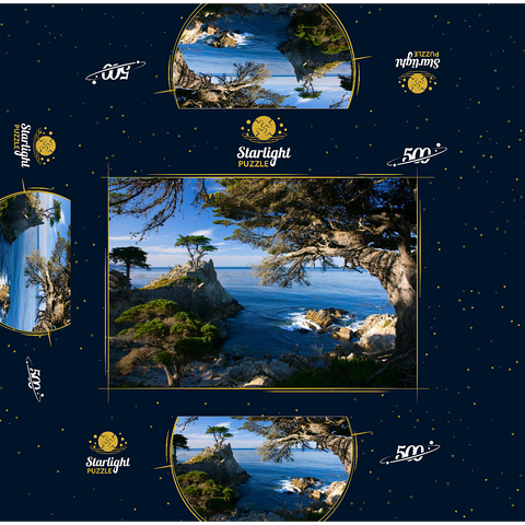 Monterey cypress (Lone Cypress) on the Pacific coast near 500 Jigsaw Puzzle box 3D Modell