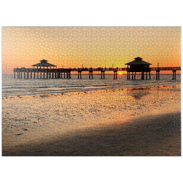 puzzleplate Sunset at the pier in Fort Myers Beach on the Gulf Coast, Florida, USA 1000 Jigsaw Puzzle
