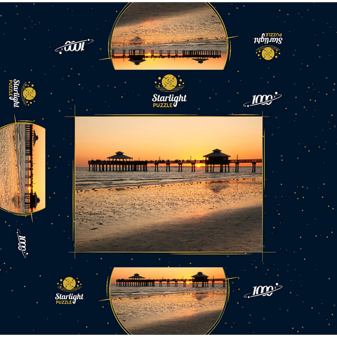 Sunset at the pier in Fort Myers Beach on the Gulf Coast, Florida, USA 1000 Jigsaw Puzzle box 3D Modell