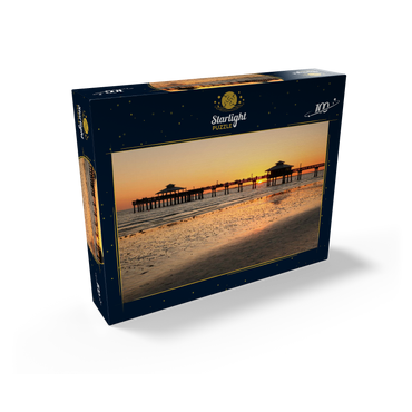 Sunset at the pier in Fort Myers Beach on the Gulf Coast, Florida, USA 100 Jigsaw Puzzle box view1