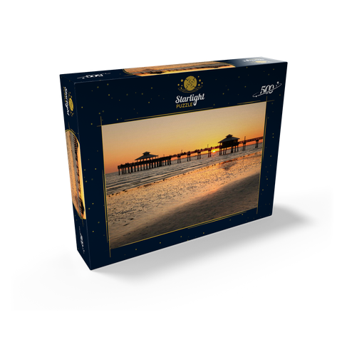 Sunset at the pier in Fort Myers Beach on the Gulf Coast, Florida, USA 500 Jigsaw Puzzle box view1