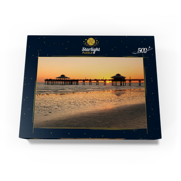 Sunset at the pier in Fort Myers Beach on the Gulf Coast, Florida, USA 500 Jigsaw Puzzle box view1