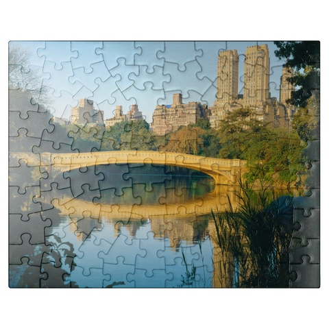 puzzleplate Lake in Central Park, Uptown Manhattan, New York City, New York, USA 100 Jigsaw Puzzle