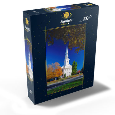 Church with maple tree in Litchfield, Connecticut, USA 100 Jigsaw Puzzle box view1
