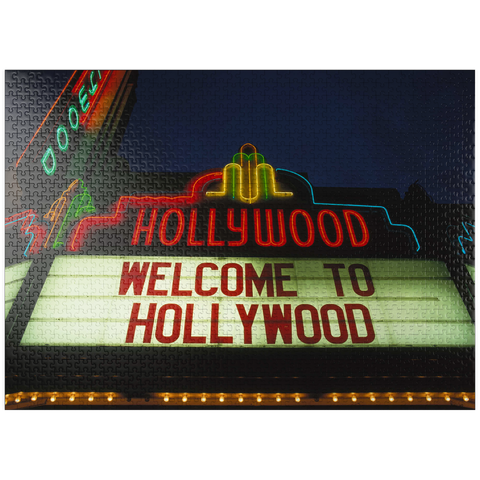 puzzleplate Neon sign in Hollywood, Los Angeles, California, USA 1000 Jigsaw Puzzle