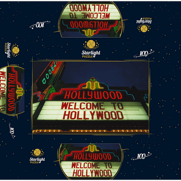 Neon sign in Hollywood, Los Angeles, California, USA 100 Jigsaw Puzzle box 3D Modell