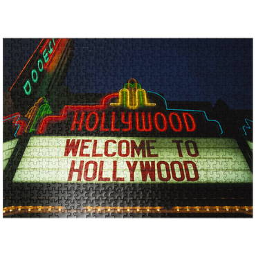 puzzleplate Neon sign in Hollywood, Los Angeles, California, USA 500 Jigsaw Puzzle