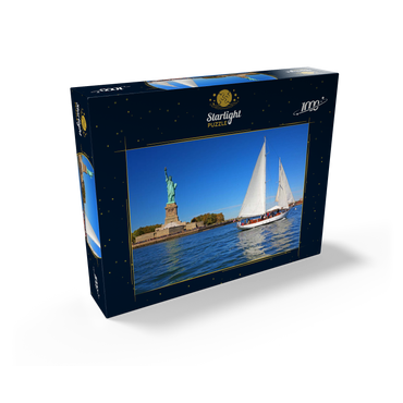 Sailboat with the Statue of Liberty, Liberty Island, New York City, New York, USA 1000 Jigsaw Puzzle box view1