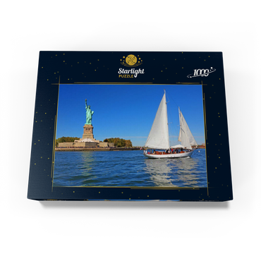 Sailboat with the Statue of Liberty, Liberty Island, New York City, New York, USA 1000 Jigsaw Puzzle box view1