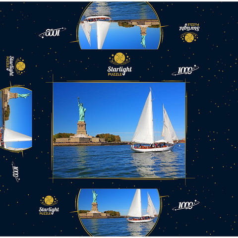 Sailboat with the Statue of Liberty, Liberty Island, New York City, New York, USA 1000 Jigsaw Puzzle box 3D Modell
