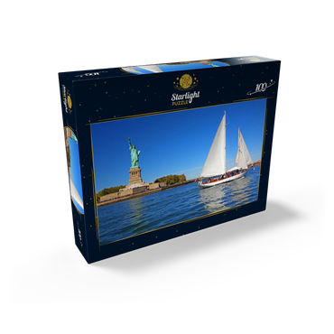 Sailboat with the Statue of Liberty, Liberty Island, New York City, New York, USA 100 Jigsaw Puzzle box view1