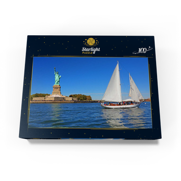 Sailboat with the Statue of Liberty, Liberty Island, New York City, New York, USA 100 Jigsaw Puzzle box view1