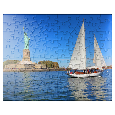 puzzleplate Sailboat with the Statue of Liberty, Liberty Island, New York City, New York, USA 100 Jigsaw Puzzle