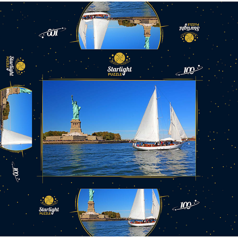 Sailboat with the Statue of Liberty, Liberty Island, New York City, New York, USA 100 Jigsaw Puzzle box 3D Modell