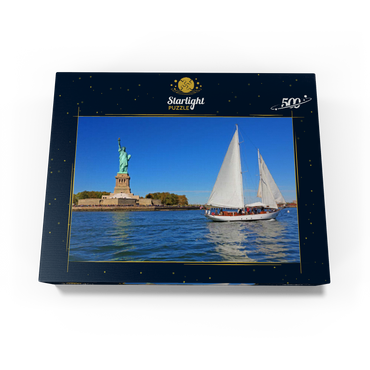 Sailboat with the Statue of Liberty, Liberty Island, New York City, New York, USA 500 Jigsaw Puzzle box view1