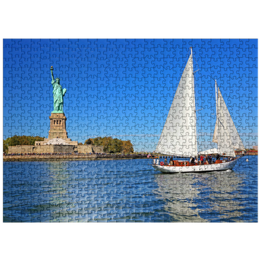 puzzleplate Sailboat with the Statue of Liberty, Liberty Island, New York City, New York, USA 500 Jigsaw Puzzle
