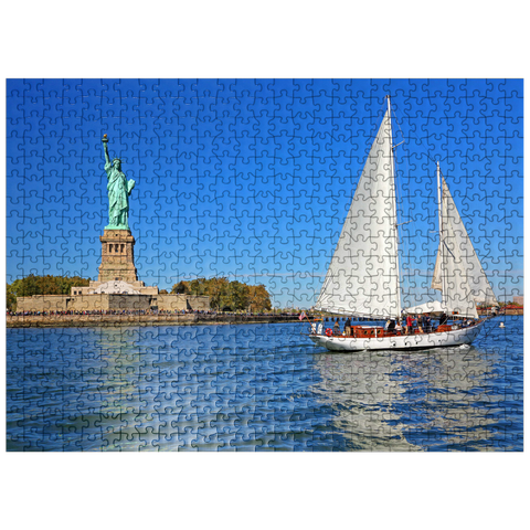 puzzleplate Sailboat with the Statue of Liberty, Liberty Island, New York City, New York, USA 500 Jigsaw Puzzle