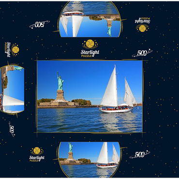 Sailboat with the Statue of Liberty, Liberty Island, New York City, New York, USA 500 Jigsaw Puzzle box 3D Modell