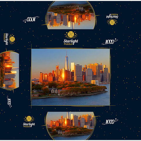 Governors Island with One World Trade Center and Manhattan skyline, New York City, New York, USA 1000 Jigsaw Puzzle box 3D Modell