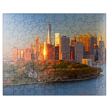 puzzleplate Governors Island with One World Trade Center and Manhattan skyline, New York City, New York, USA 100 Jigsaw Puzzle