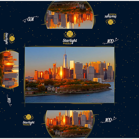 Governors Island with One World Trade Center and Manhattan skyline, New York City, New York, USA 100 Jigsaw Puzzle box 3D Modell