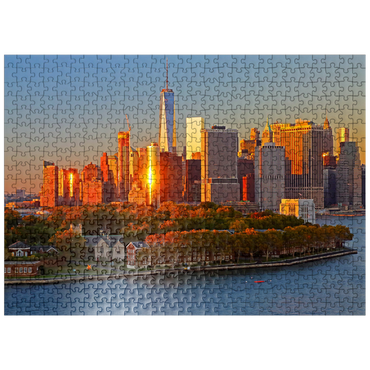 puzzleplate Governors Island with One World Trade Center and Manhattan skyline, New York City, New York, USA 500 Jigsaw Puzzle