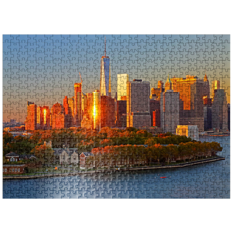 puzzleplate Governors Island with One World Trade Center and Manhattan skyline, New York City, New York, USA 500 Jigsaw Puzzle
