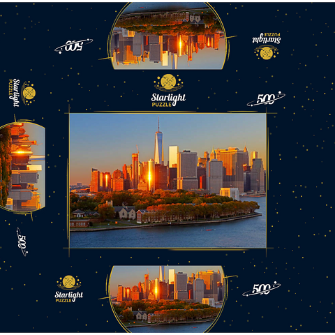 Governors Island with One World Trade Center and Manhattan skyline, New York City, New York, USA 500 Jigsaw Puzzle box 3D Modell