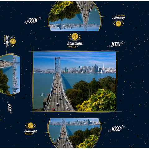 Bay Bridge with skyline, San Francisco, California, USA 1000 Jigsaw Puzzle box 3D Modell