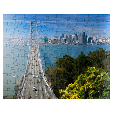 puzzleplate Bay Bridge with skyline, San Francisco, California, USA 100 Jigsaw Puzzle