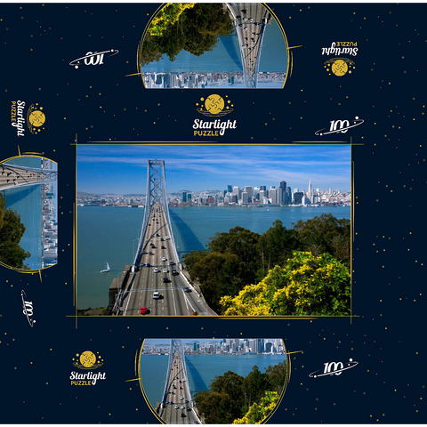 Bay Bridge with skyline, San Francisco, California, USA 100 Jigsaw Puzzle box 3D Modell