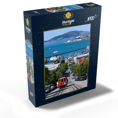 Cable Car with Fisherman's Wharf and Alcatraz Island, San Francisco, California, USA 1000 Jigsaw Puzzle box view1