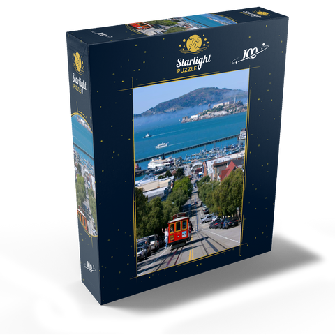 Cable Car with Fisherman's Wharf and Alcatraz Island, San Francisco, California, USA 100 Jigsaw Puzzle box view1