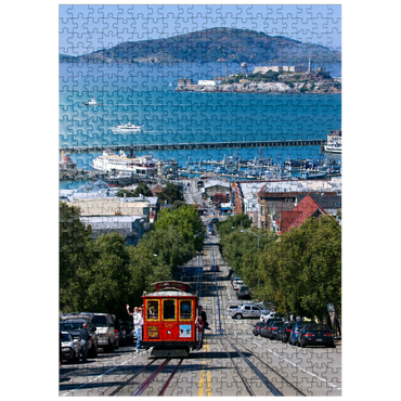 puzzleplate Cable Car with Fisherman's Wharf and Alcatraz Island, San Francisco, California, USA 500 Jigsaw Puzzle